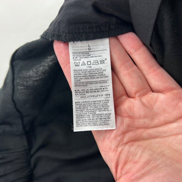 Old Navy Black Linen Blend Taylor High Rise Wide Leg Summer Trouser Pant L - Picture 5 of 7